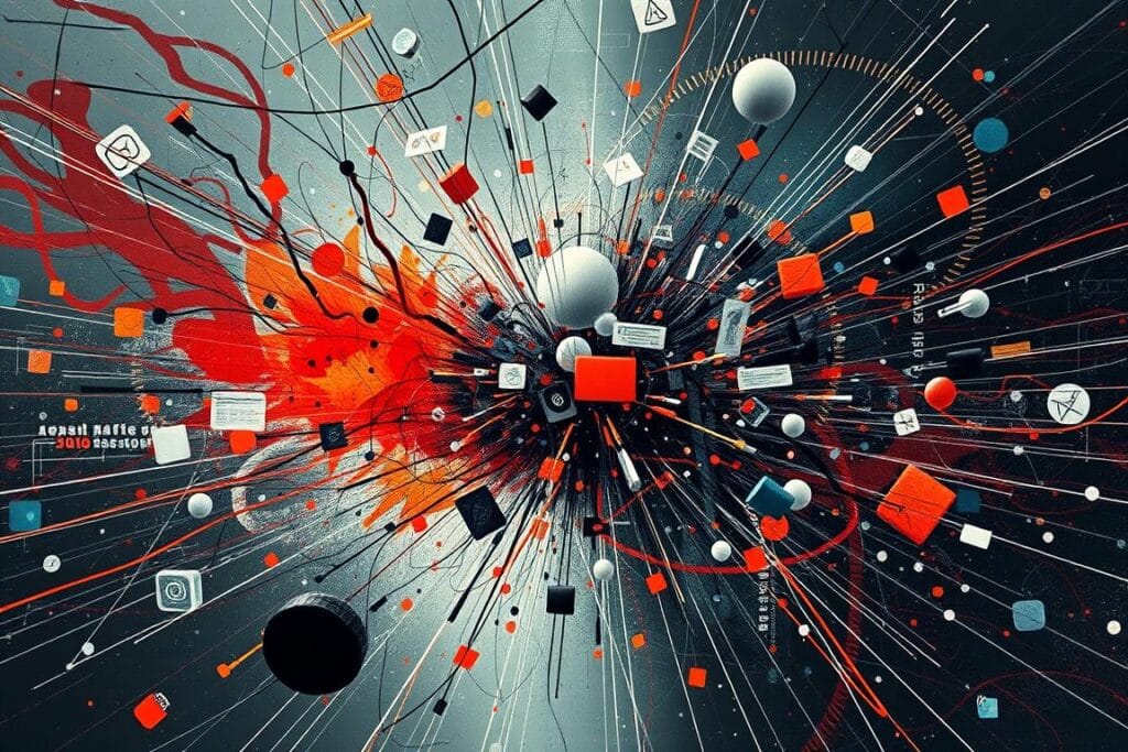 Digital art representing chaos in contemporary culture