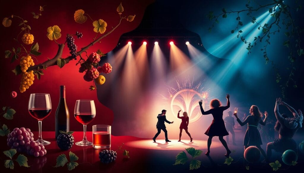 Modern artistic interpretation of Dionysus God of Wine Ecstasy Theatre showing his influence on contemporary culture