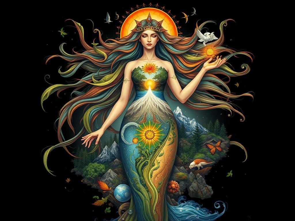 Modern spiritual representation of Gaia as Earth Goddess