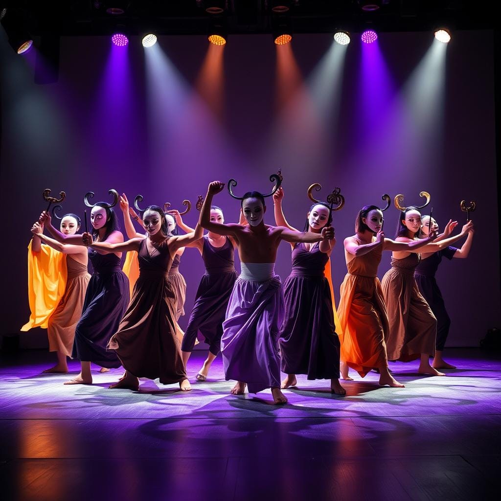 Modern theatrical performance inspired by Dionysian rituals