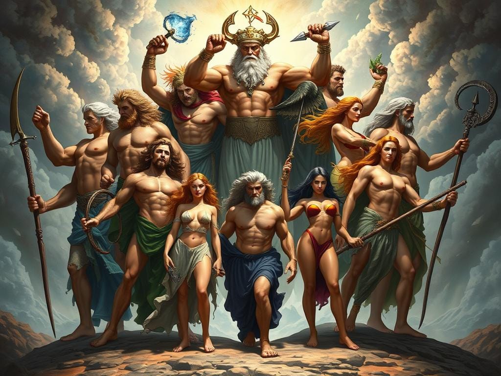 The Twelve Titans born to Gaia and Uranus in Greek mythology