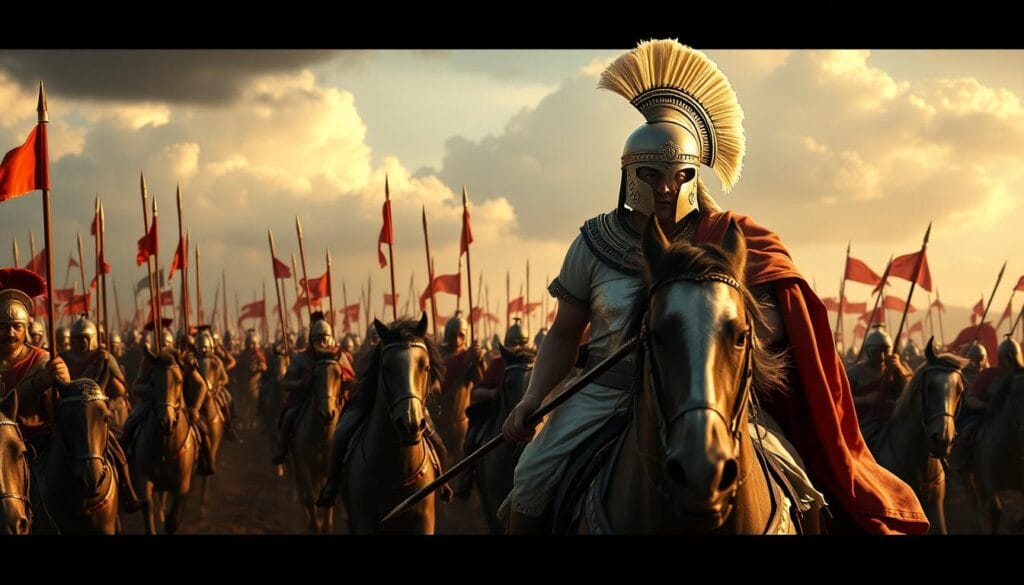 Alexander leading the Companion cavalry charge at Issus