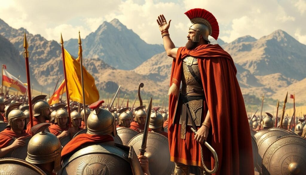 Alexander the Great addressing his troops before battle