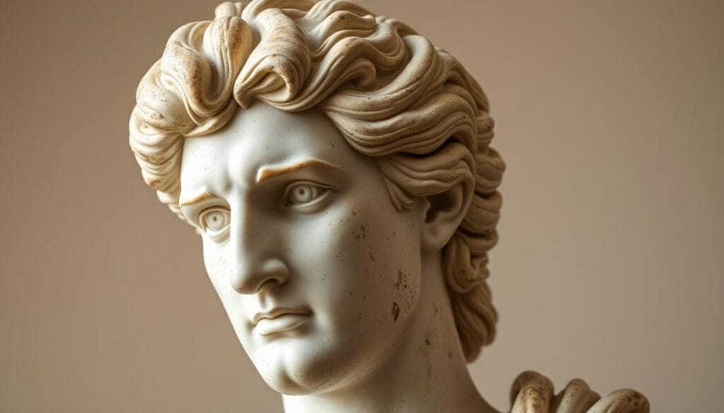 Roman copy of a bust of Alexander the Great showing his characteristic features