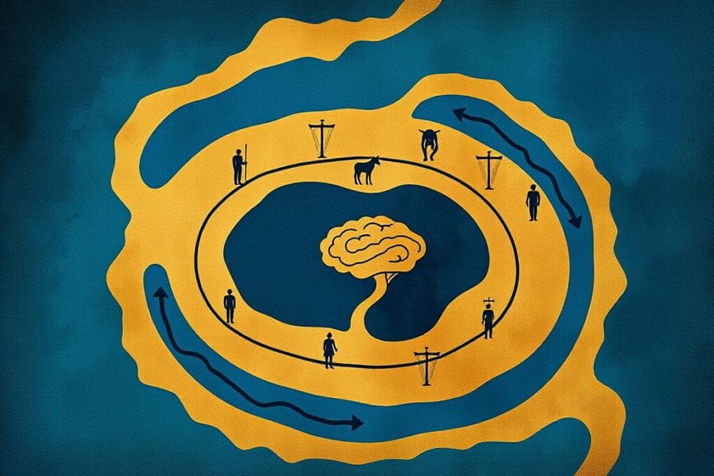 Symbolic representation of Odysseus's journey as a psychological map
