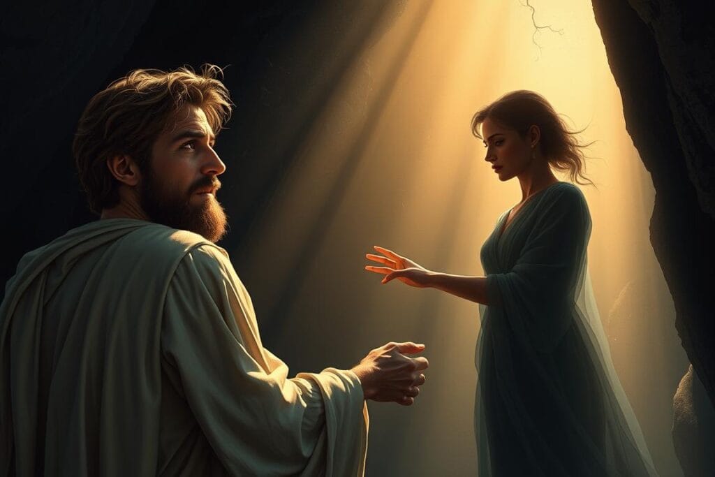 The moment Orpheus turns back to look at Eurydice, causing her to fade back to the Underworld