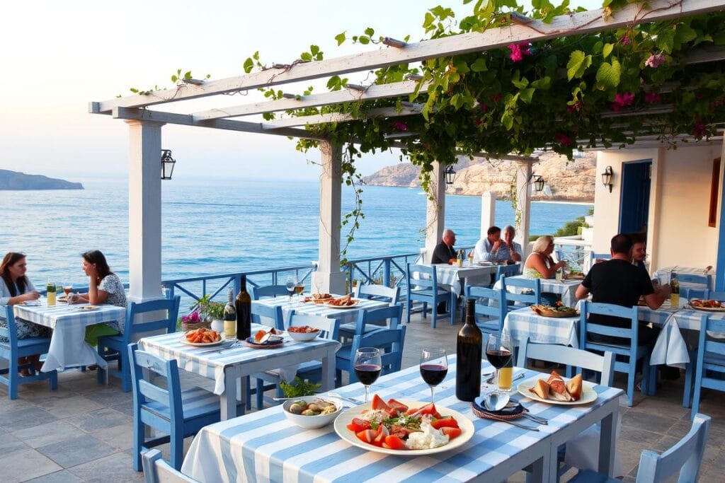 Traditional Greek taverna in Paleokastritsa serving fresh seafood with sea view - Paleokastritsa Corfu Travel Guide